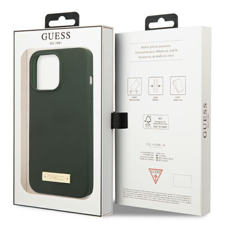 Guess Guess iPhone 13 Pro Max Skal MagSafe Silicone Logo Plate - Grön