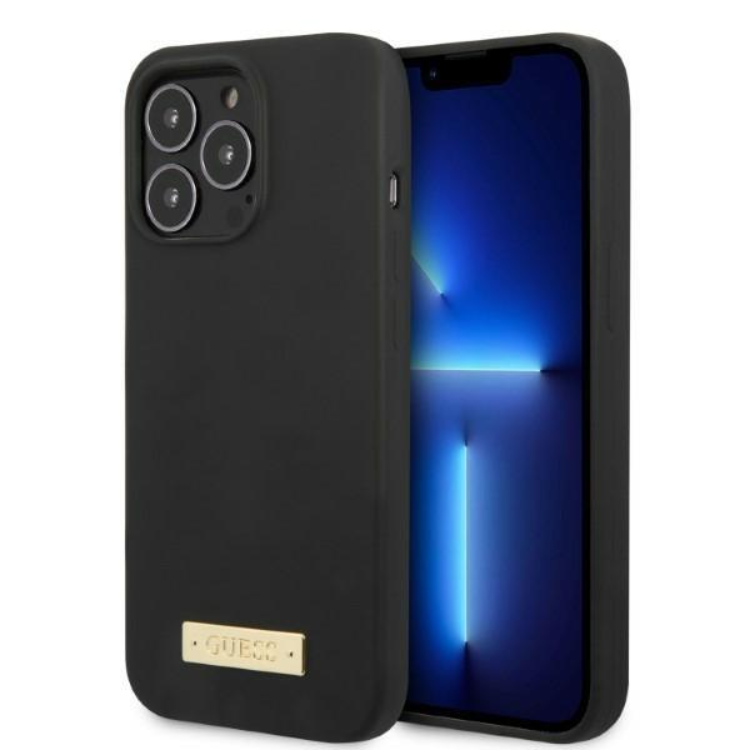 Guess Guess iPhone 13 Pro Max Skal MagSafe Silicone Logo Plate - Svart