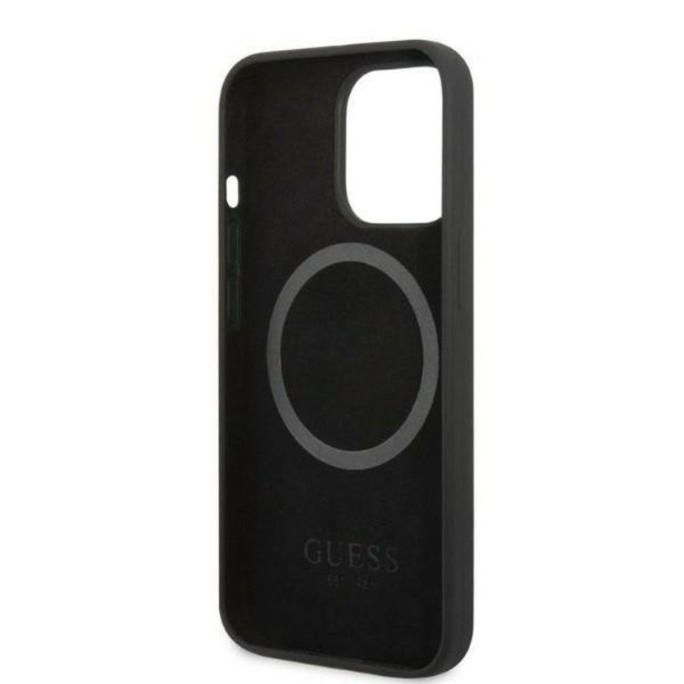 Guess Guess iPhone 13 Pro Max Skal MagSafe Silicone Logo Plate - Svart