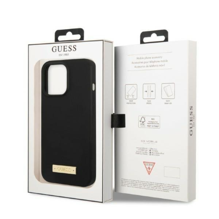 Guess Guess iPhone 13 Pro Max Skal MagSafe Silicone Logo Plate - Svart