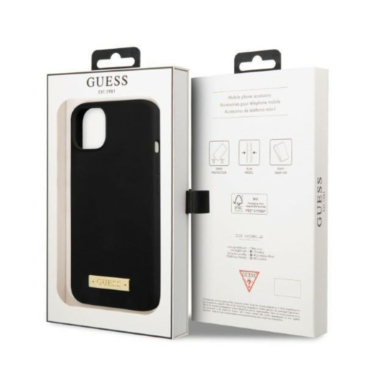 Guess Guess iPhone 13 Skal MagSafe Silicone Logo Plate - Svart