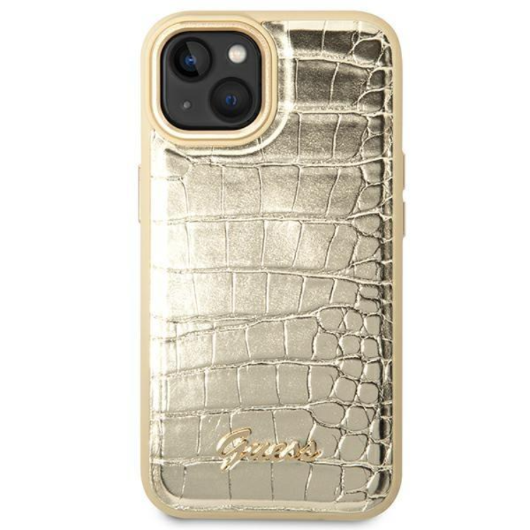 Guess GUESS iPhone 14 Plus Skal Croco Collection - Guld