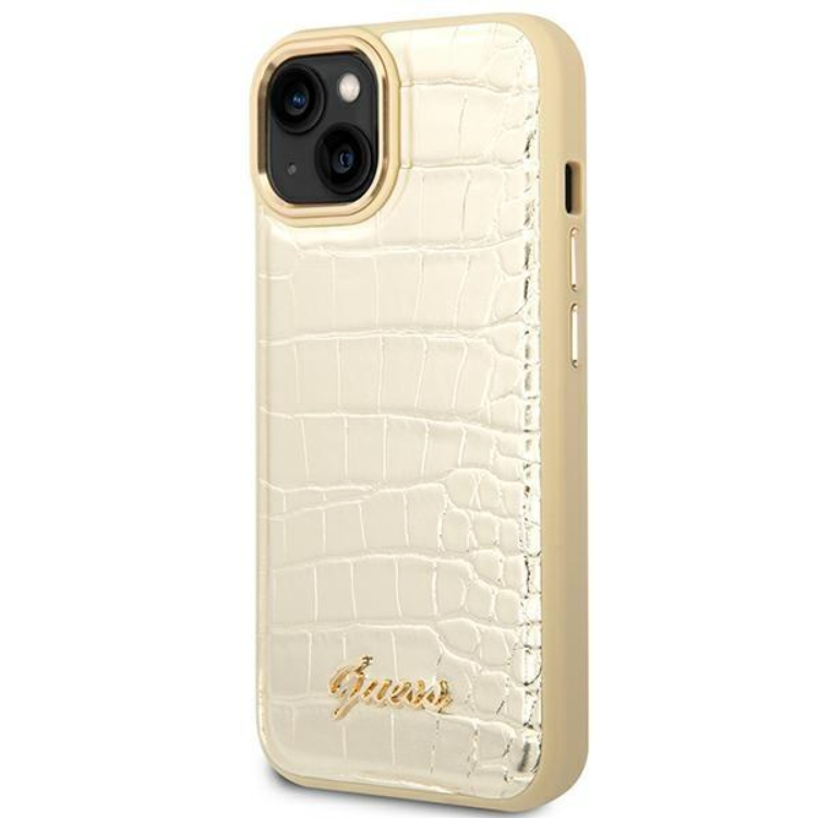Guess GUESS iPhone 14 Plus Skal Croco Collection - Guld