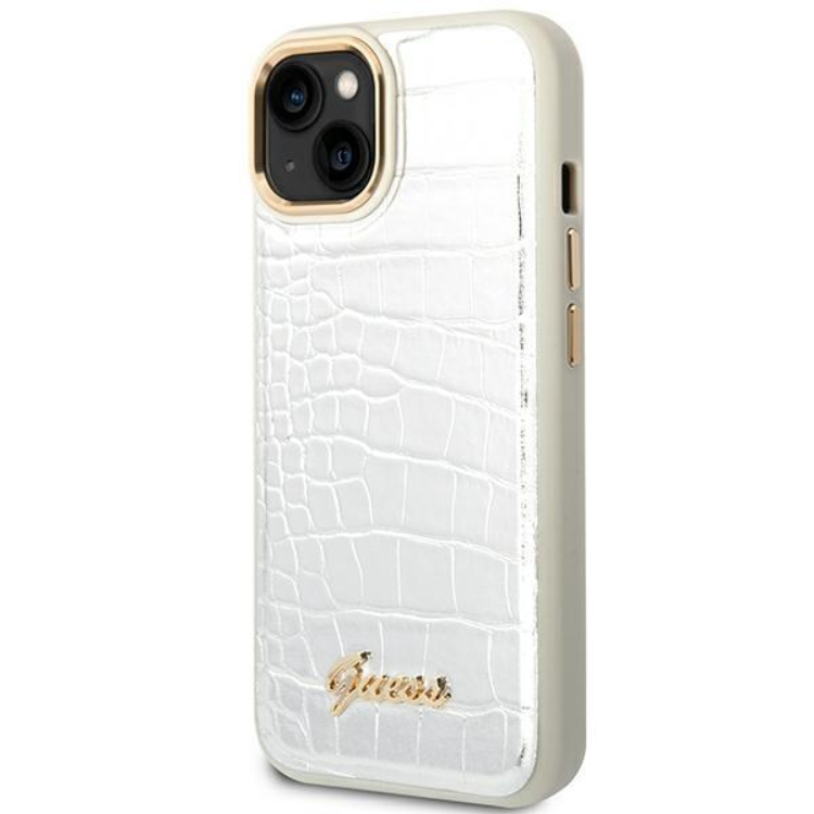 Guess GUESS iPhone 14 Plus Skal Croco Collection - Silver