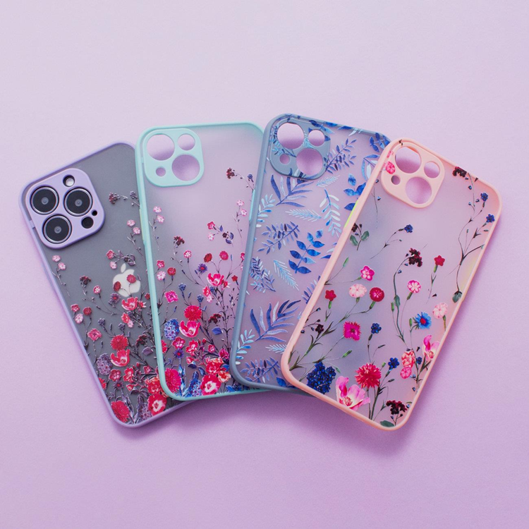 OEM iPhone 12 Pro Skal Design Floral - Ljusblå