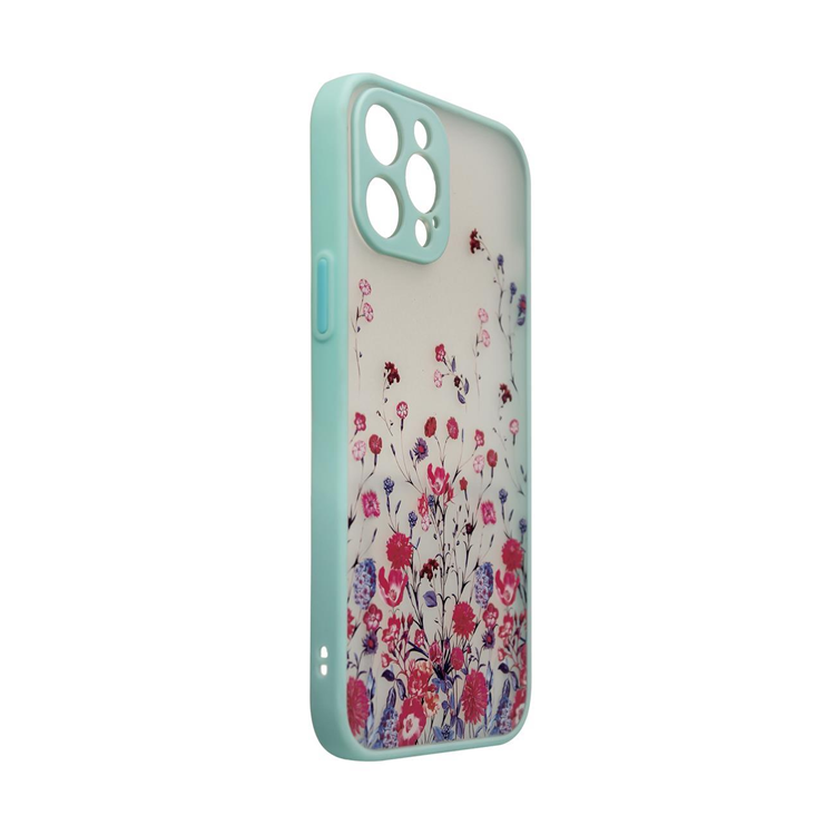 OEM iPhone 12 Pro Skal Design Floral - Ljusblå