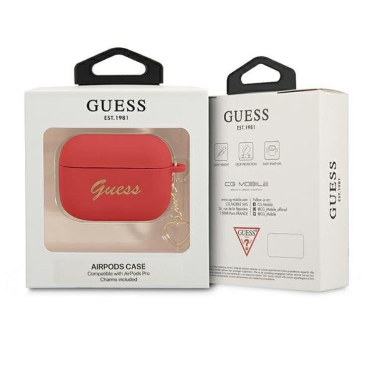 Guess Guess AirPods Pro Skal Silicone Charm Heart - Röd