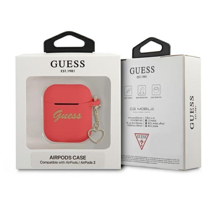 Guess Guess AirPods Skal Silicone Charm Heart - Röd