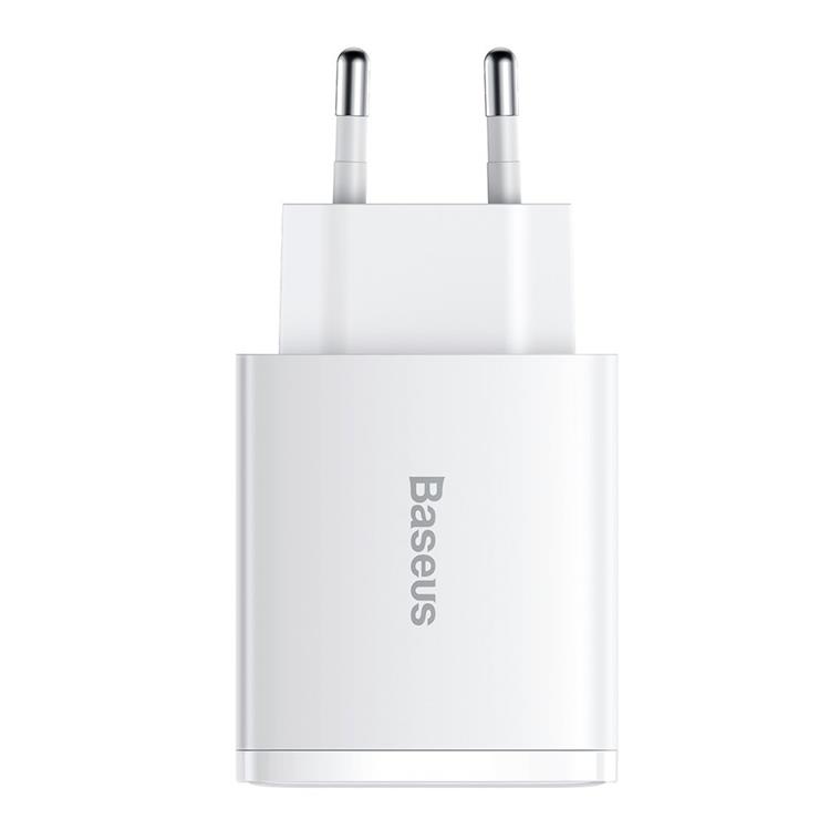 BASEUS Baseus Compact Väggladdare USB-C Till 2x USB 30W - Vit