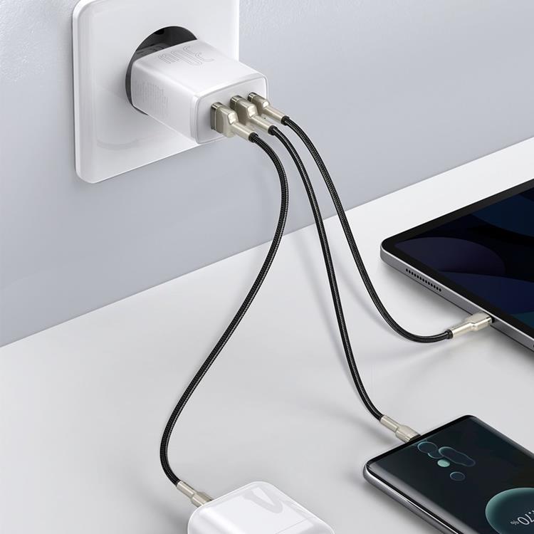 BASEUS Baseus Compact Väggladdare USB-C Till 2x USB 30W - Vit