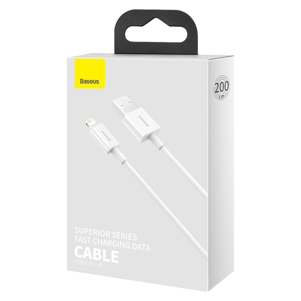 BASEUS Baseus Superior USB-A till Lightning kabel 2m - Vit