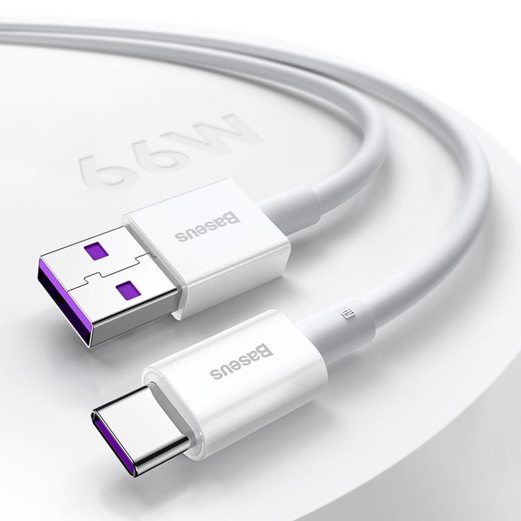 BASEUS Baseus Superior USB-C till USB-A kabel 66 W 1m - Vit