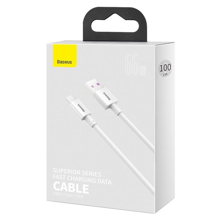 BASEUS Baseus Superior USB-C till USB-A kabel 66 W 2m - Vit