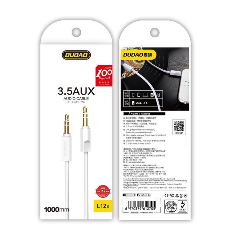 Dudao Dudao Stereo AUX 3.5mm Mini Jack Kabel 1m - Vit