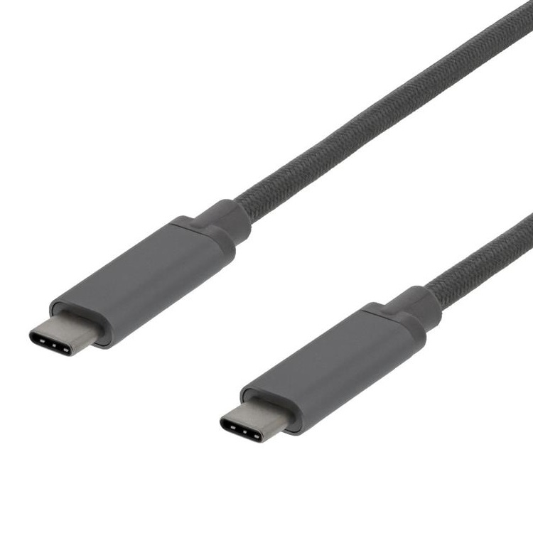 UTGATT Deltaco PD USB-C till USB-C Kabel 1m 60W - Grå