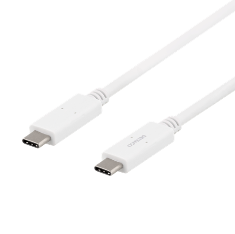 UTGATT1 Deltaco USB-C till USB-C Kabel 1m IF - Vit