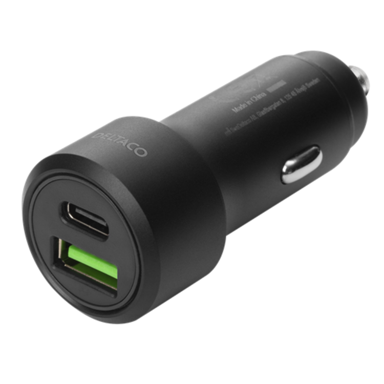 UTGATT1 Deltaco PD Billaddare USB Till USB-C 38 W - Svart