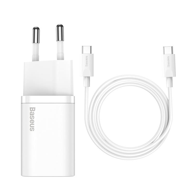 BASEUS Baseus EU Super Väggladdare USB Type-C Kabel 1m 25W - Vit