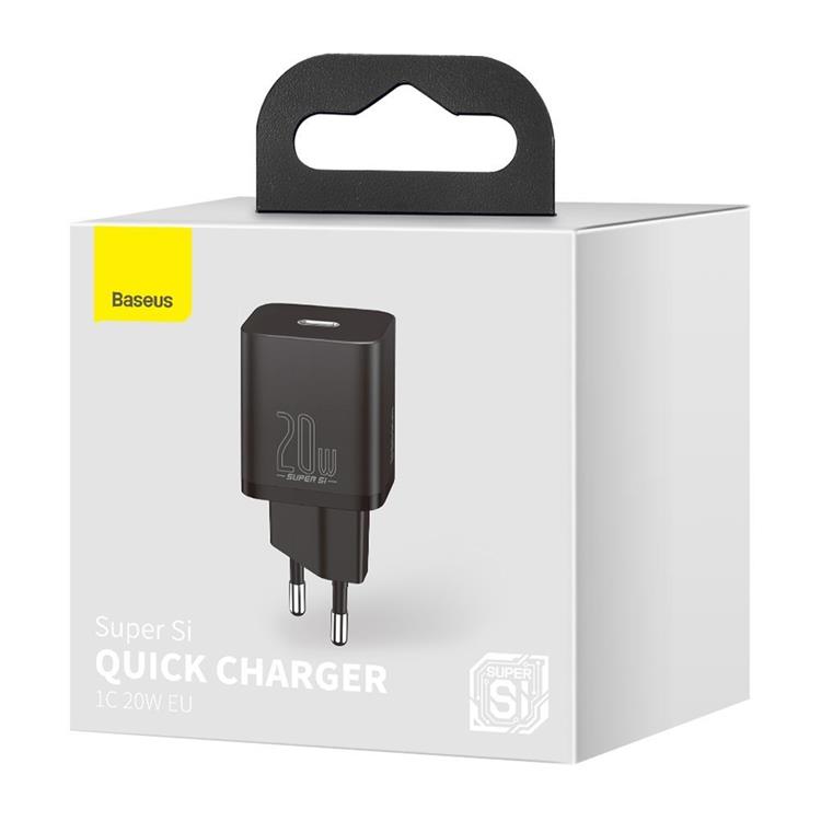 BASEUS Baseus Super Si 1C Väggladdare USB-C 20 W - Svart