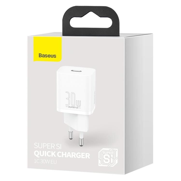 BASEUS Baseus Super Si 1C Väggladdare USB-C 30 W - Vit