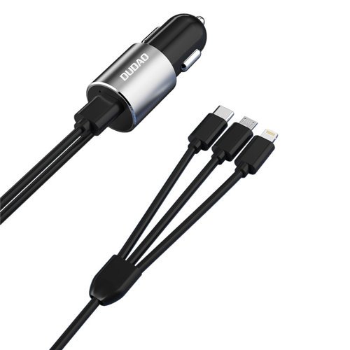 Dudao Dudao Billaddare 3in1 Micro USB-C Lightning Kabel 1m - Svart