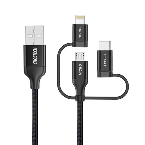 Choetech Choetech 3in1 USB-A till USB-C Lightning microUSB kabel 1.2m