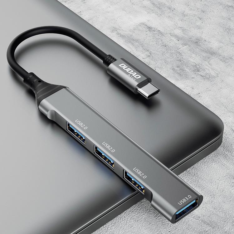 Dudao Dudao 4in1 HUB USB-C Till 4x USB-A - Svart