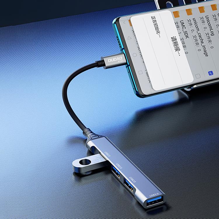 Dudao Dudao 4in1 HUB USB-C Till 4x USB-A - Svart