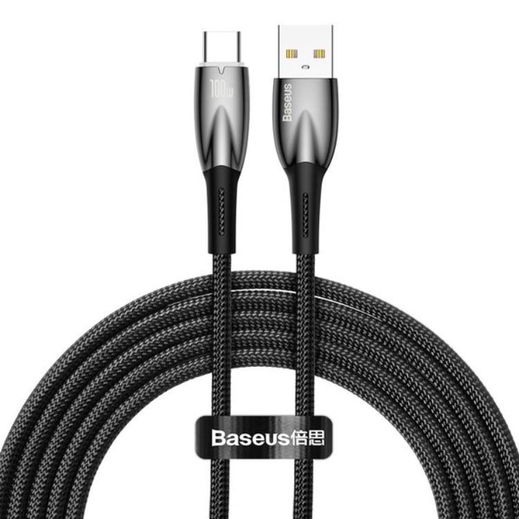 BASEUS Baseus Glimmer USB-C till USB-A kabel 100W 2m - Svart