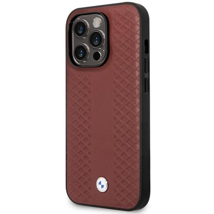 BMW BMW Mobilskal till iPhone 14 Pro Magsafe Läder Diamond - Burgundy