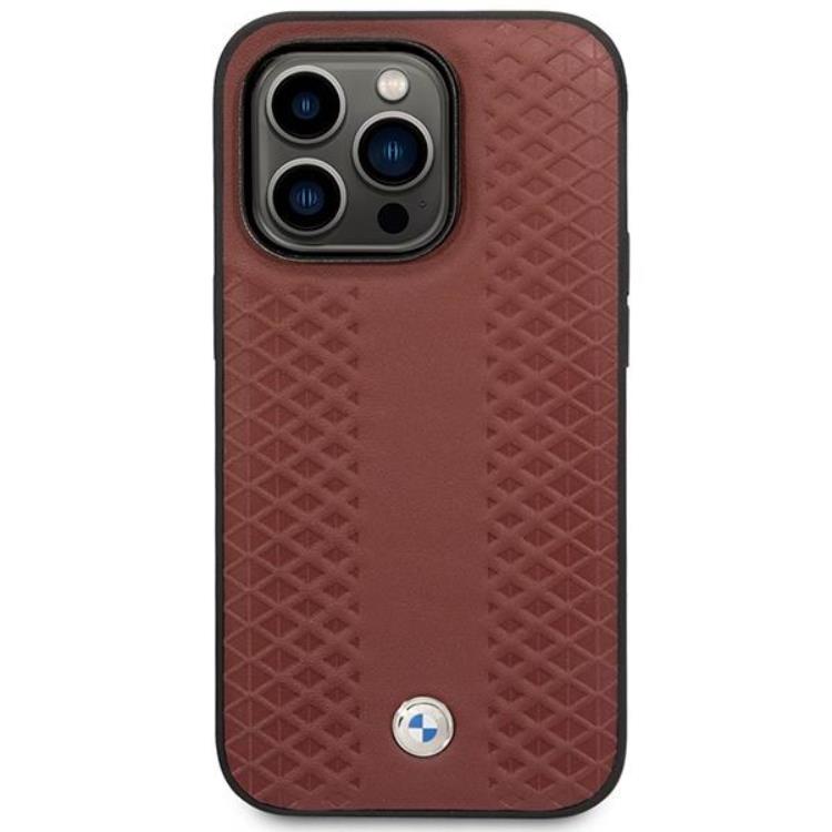 BMW BMW Mobilskal till iPhone 14 Pro Magsafe Läder Diamond - Burgundy