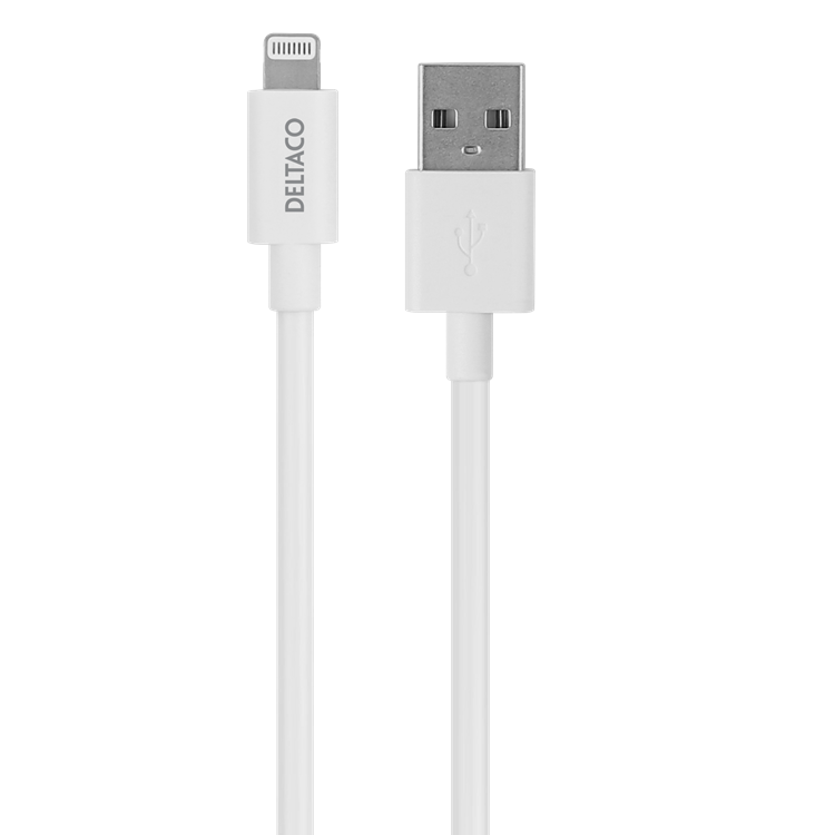 UTGATT1 Deltaco USB-A Till Lightning Kabel 2m - Vit