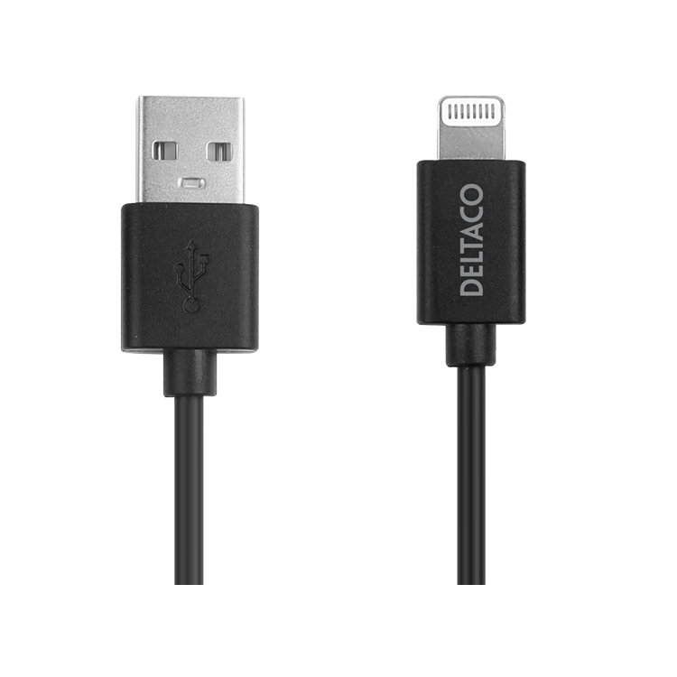 UTGATT1 Deltaco USB-A Till Lightning Kabel 1m - Svart