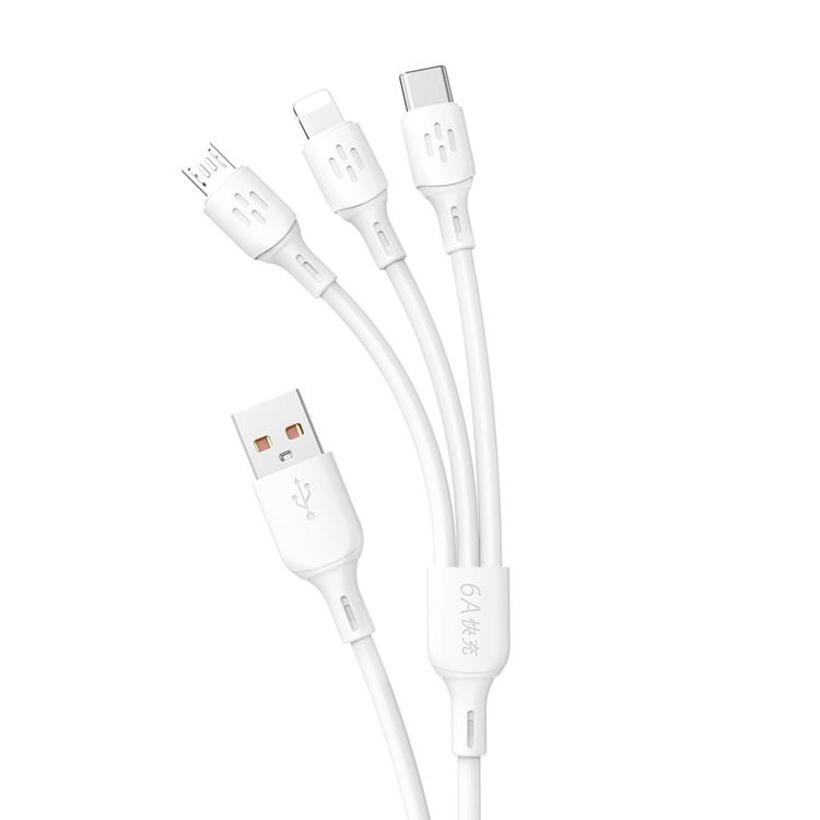 Dudao Dudao 3in1 USB-A till USB-C Lightning microUSB kabel 6A 1.2m