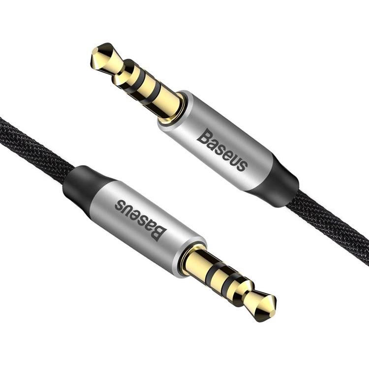 BASEUS Baseus Stereo AUX Audio 3.5 mm Male Mini Jack 1m Silver/Svart