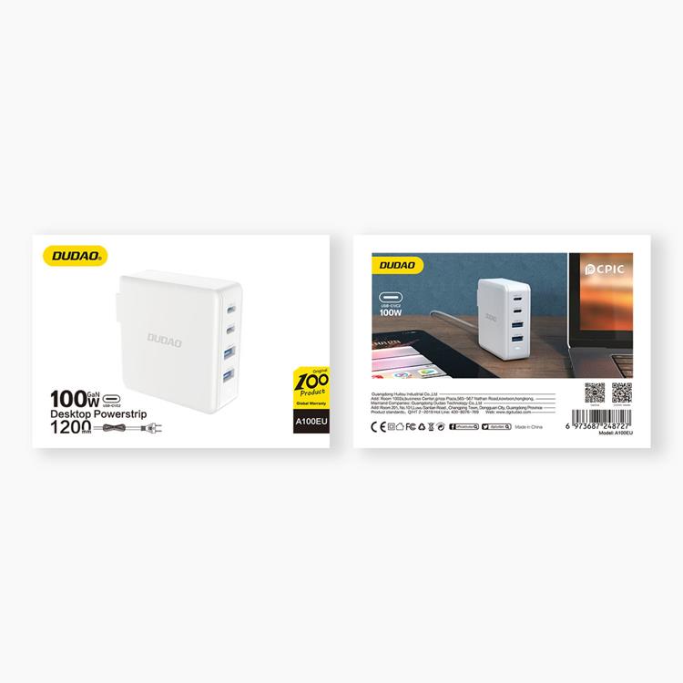Dudao Dudao GaN Väggladdare 2 x USB Till 2x USB-C 100W - Vit