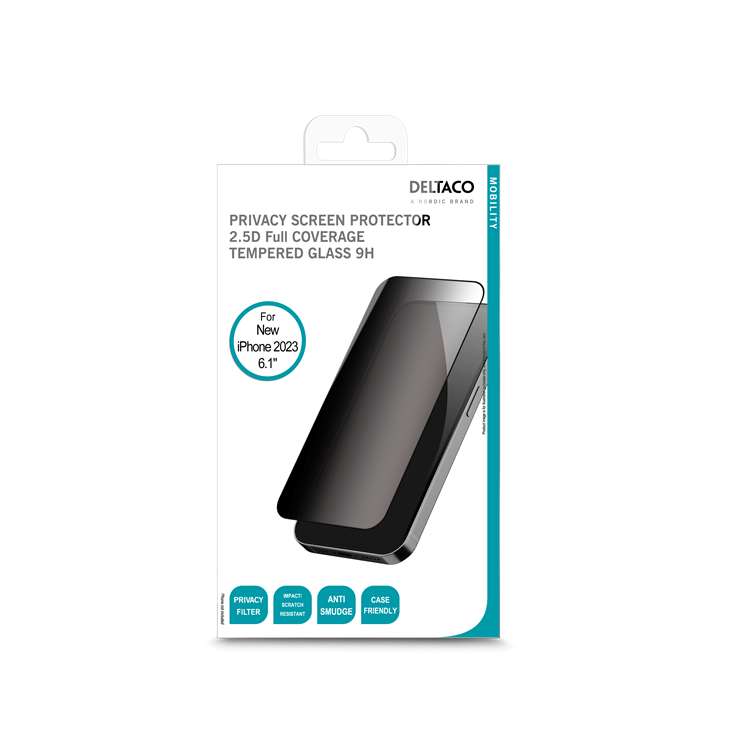Deltaco Deltaco iPhone 15 Pro Max Härdat Glas Skärmskydd 9H Sekretess