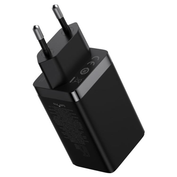 BASEUS Baseus Väggladdare 65W USB/2xUSB-C USB-C Kabel 100W - Svart