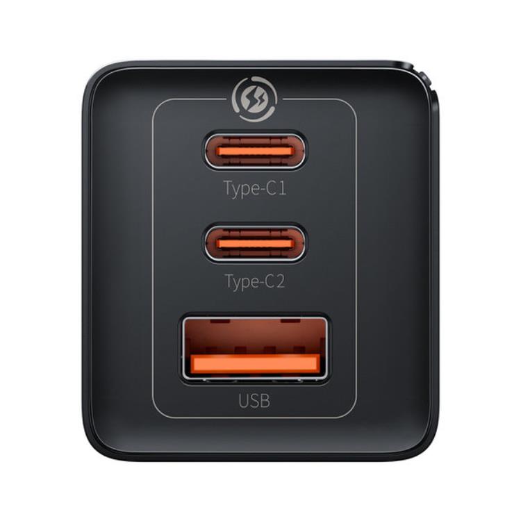 BASEUS Baseus Väggladdare 65W USB/2xUSB-C USB-C Kabel 100W - Svart