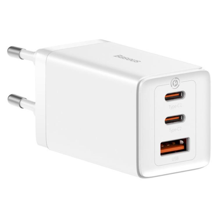 BASEUS Baseus Väggladdare 65W USB/2xUSB-C USB-C Kabel 100W - Vit