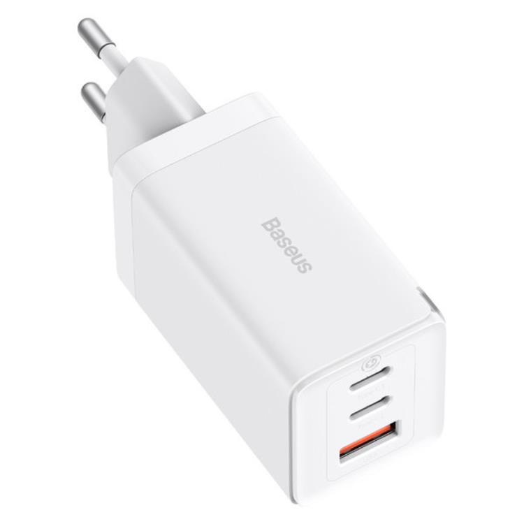 BASEUS Baseus Väggladdare 65W USB/2xUSB-C USB-C Kabel 100W - Vit