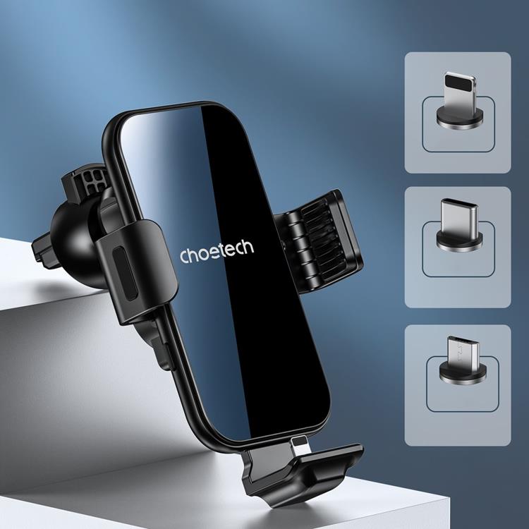 Choetech Choetech Bilhållare Till Luftventil Med Trådlös Laddare Magnetic Tips - Svart