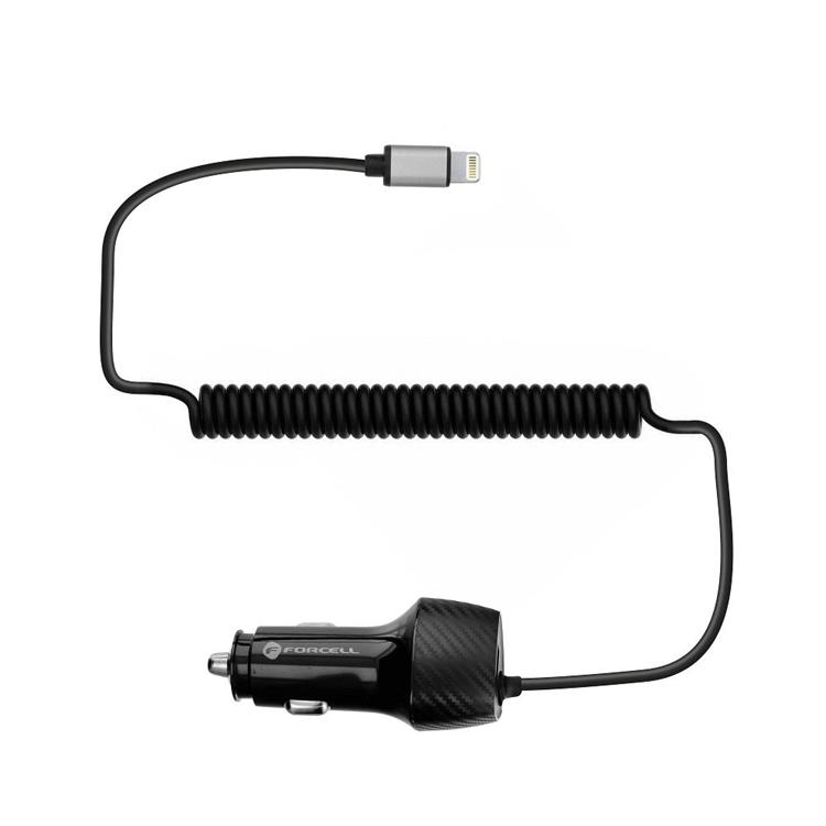 Forcell Forcell Billaddare USB 18W Till Lightning Kabel 20W - Svart