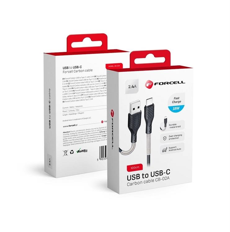 Forcell Forcell Carbon USB Till Micro USB Kabel 1m - Svart