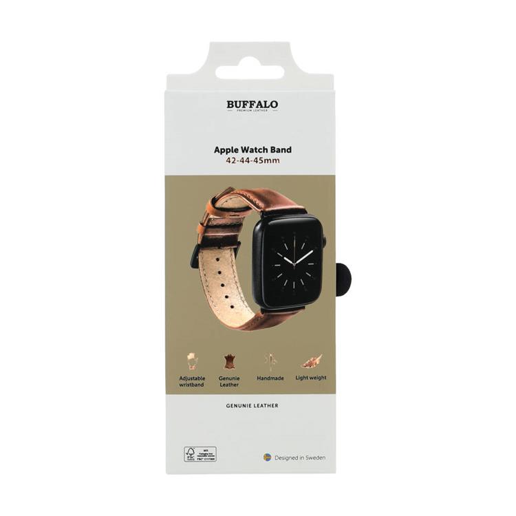 BUFFALO BUFFALO äkta läder Apple Watch 4/5/6/7/8/SE (42/44/45mm) Armband - Brun