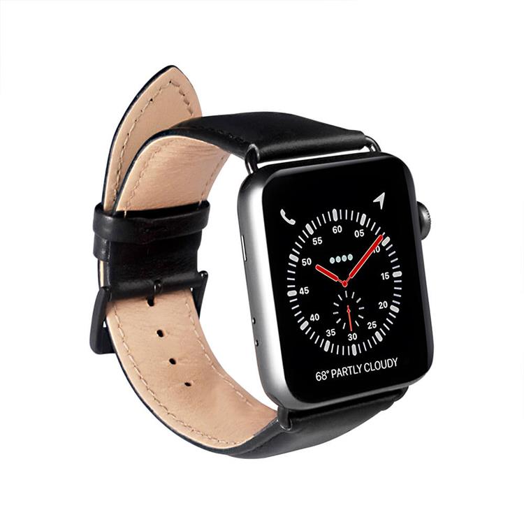 BUFFALO BUFFALO äkta läder Apple Watch 2/3/4/5/6/7/SE (41/40/38mm) Armband - Svart
