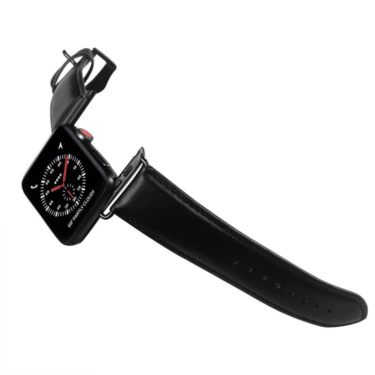 BUFFALO BUFFALO äkta läder Apple Watch 2/3/4/5/6/7/SE (41/40/38mm) Armband - Svart