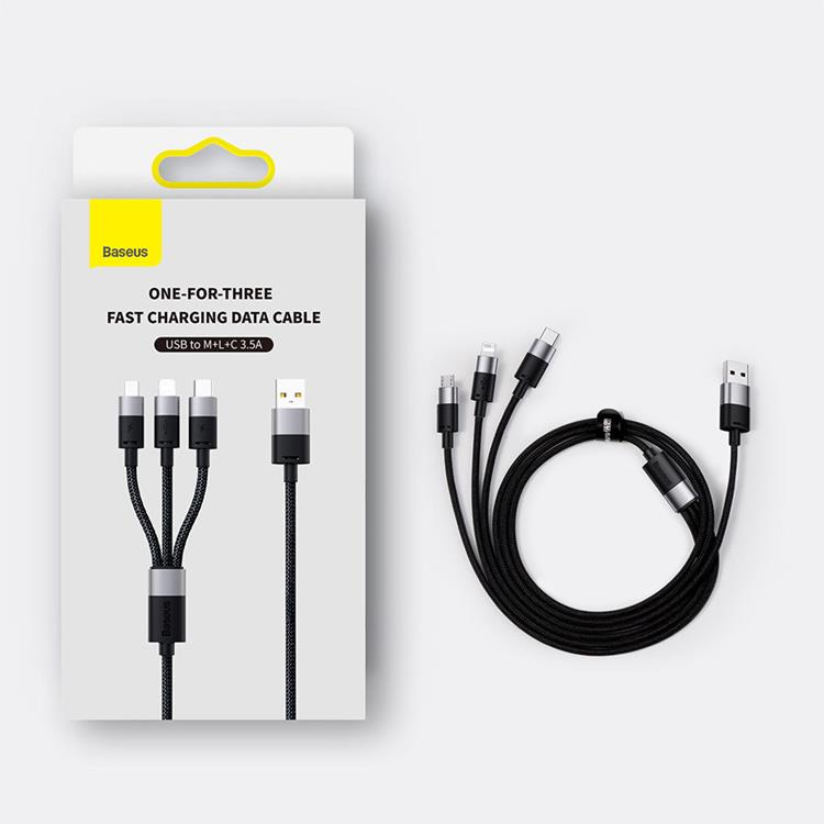BASEUS Baseus 3in1 USB-A till USB-C Lightning microUSB kabel 1.2m
