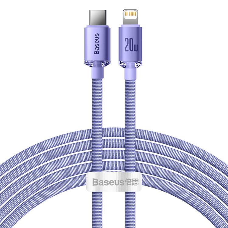 BASEUS Baseus Crystal USB-C till Lightning kabel 20W 2m - Lila
