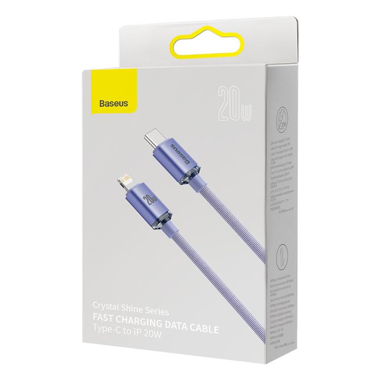 BASEUS Baseus Crystal USB-C till Lightning kabel 20W 2m - Lila